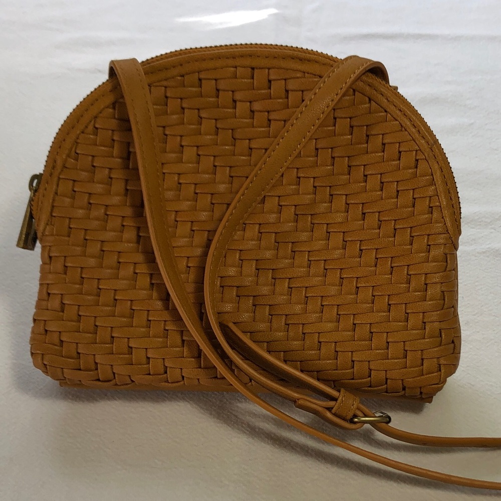 Anthropologie faux leather shoulder bag, golden honey color